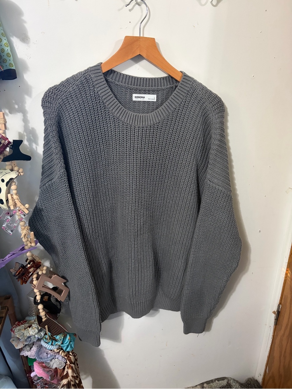SONOMA Relaxed Fit Gray Knit Sweater
